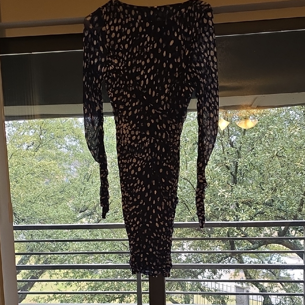 Free People Black and White Patterned Long Sleeve Dress